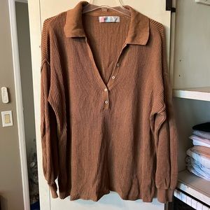 Free People Brown Knit Sweater Pants Set SZ M